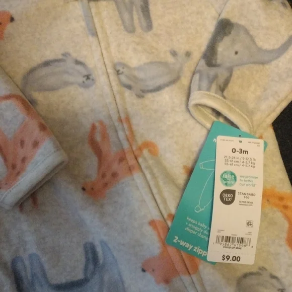 Carter's Gray and Cream Footies Soft One Pieces​ - Picture 6 of 9